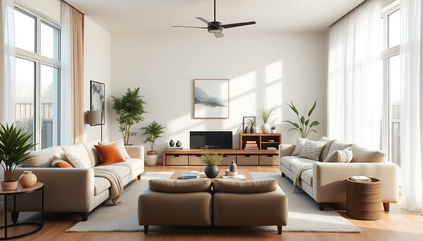 Transform your entire interior with a cozy modern living room design featuring plush furniture.