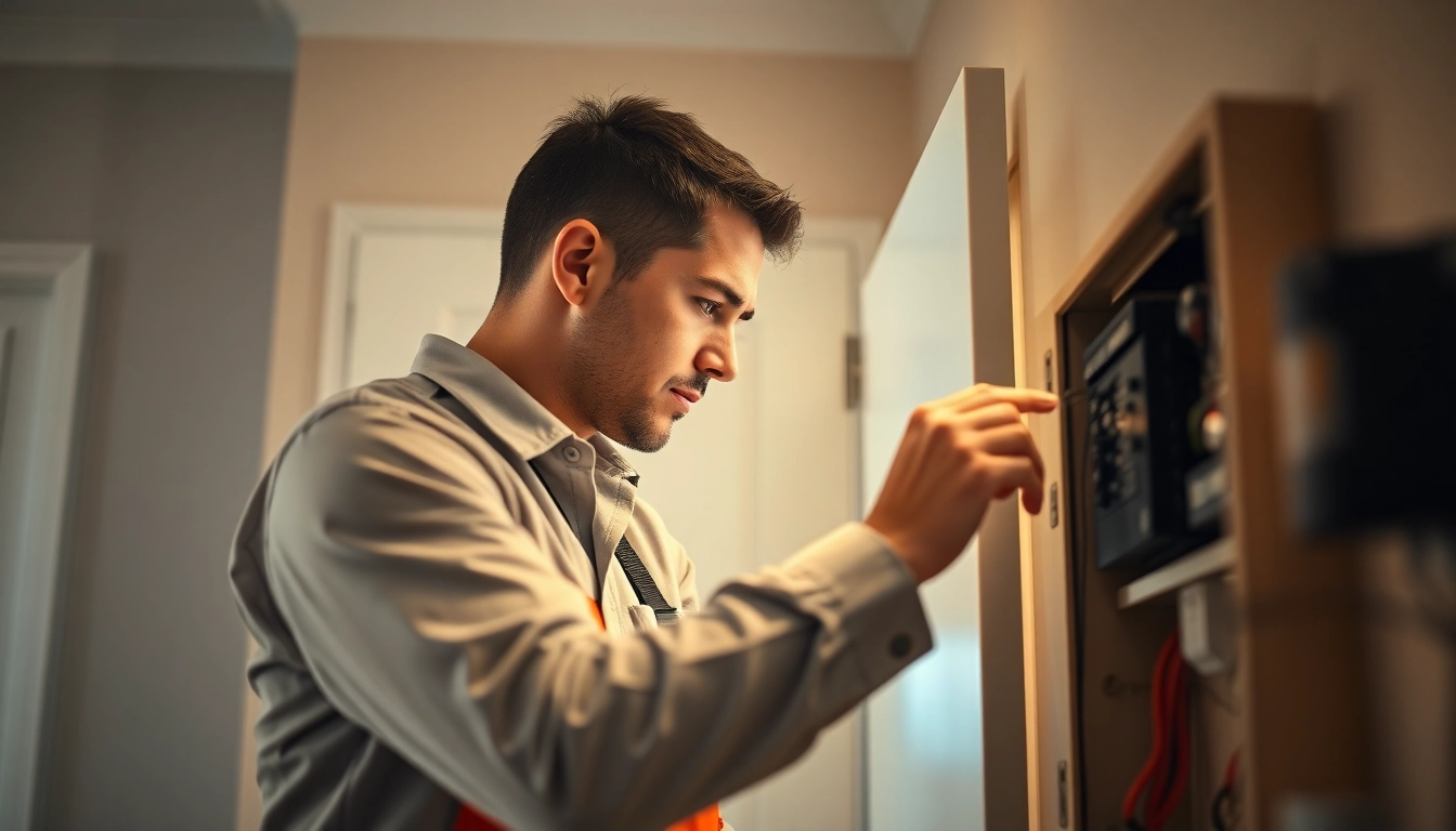 Professional electrician providing Elektriker Notdienst services while repairing a fuse box