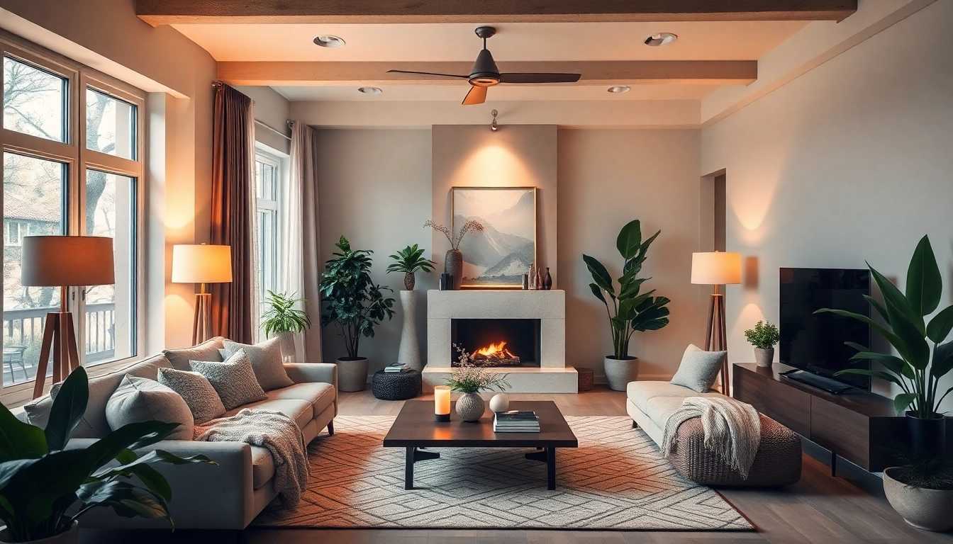 Enhance your entire interior by showcasing a modern living room design filled with warmth and elegance.