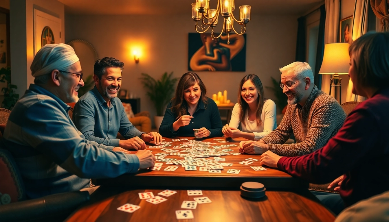 Engage in the exciting world of rummy wealth with friends sharing laughter and colorful cards.