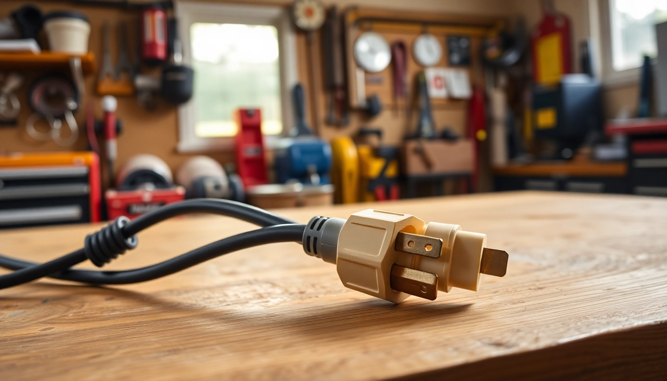 Utilize the durable 15 amp extension lead, showcasing its weatherproof design and robust connectors ideal for outdoor use.