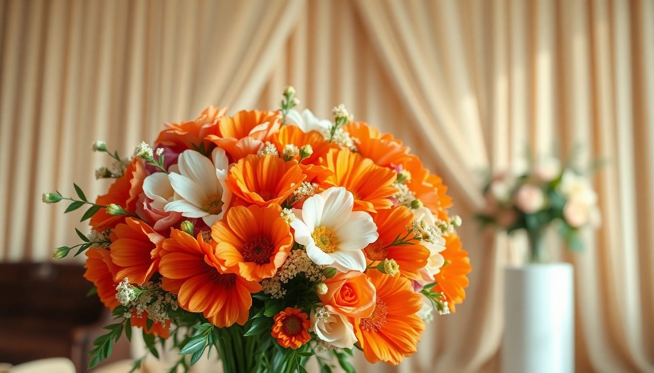Gorgeous floral arrangement by an Orange County event florist showcasing vibrant blooms for an elegant setting.