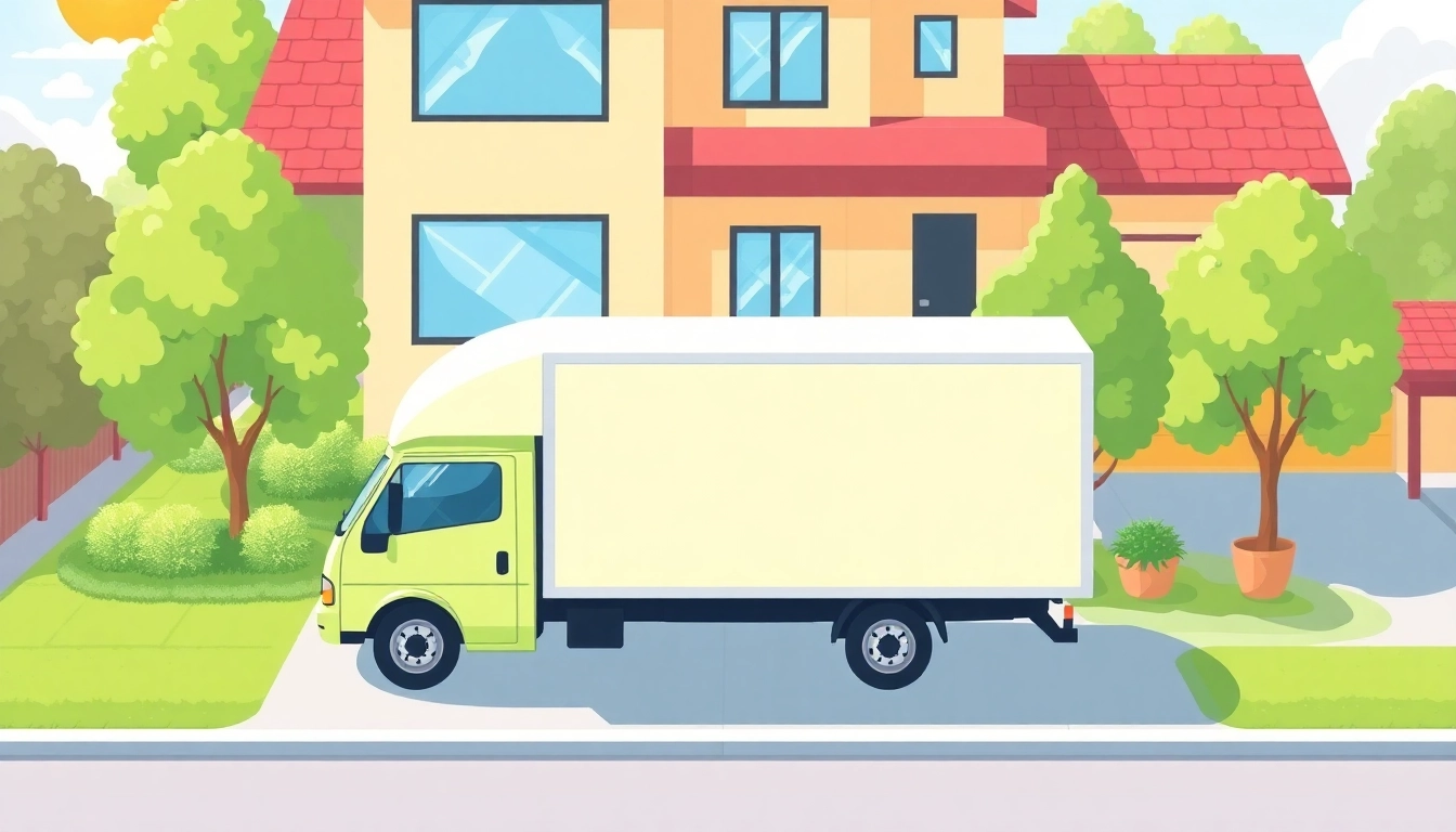 Efficient Umzug Fürth services, featuring a moving truck unloading household furniture at a bright, modern home.