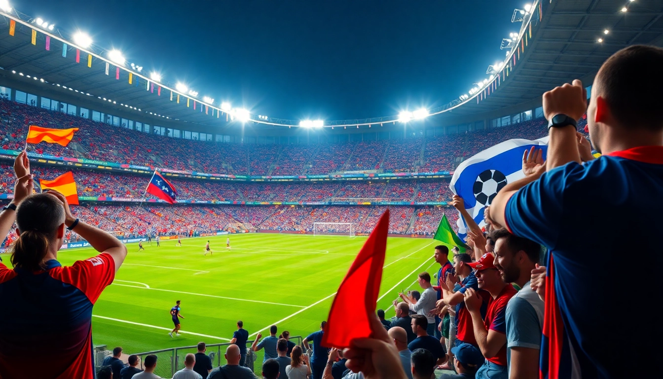 고화질스포츠중계의 생동감 넘치는 축구 중계 장면으로 흥미진진한 관중과 축구장 펼쳐짐