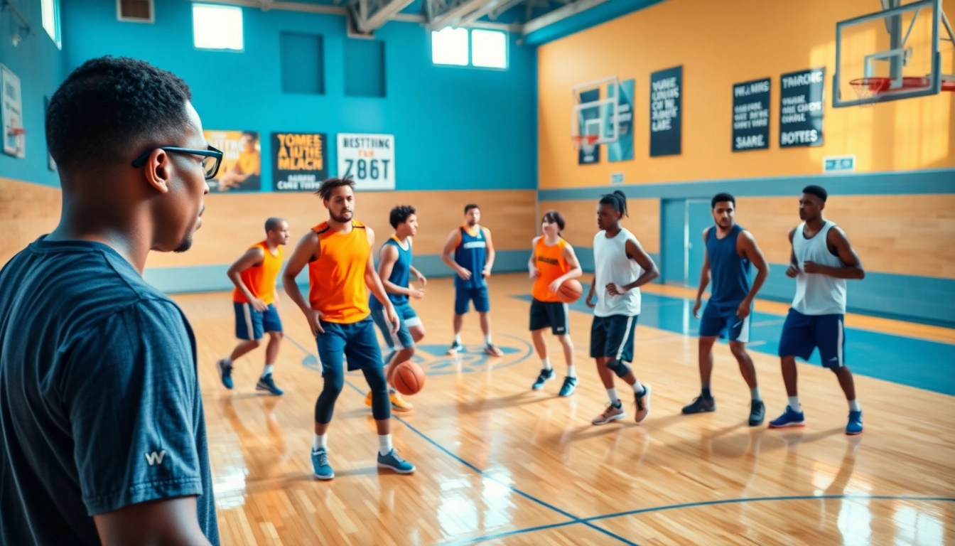 Players actively engaged in best basketball training programs showcasing skill development and teamwork in a vibrant gymnasium.