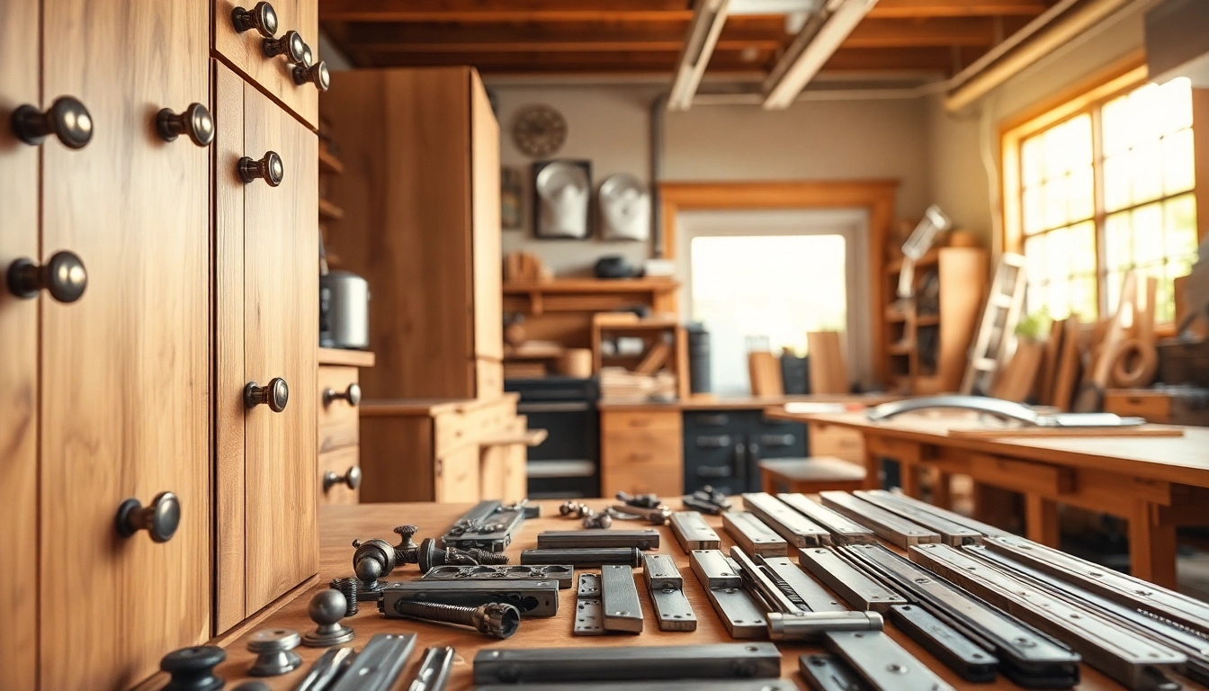 Showcase of furniture hardware suppliers' quality products including knobs, pulls, and hinges.