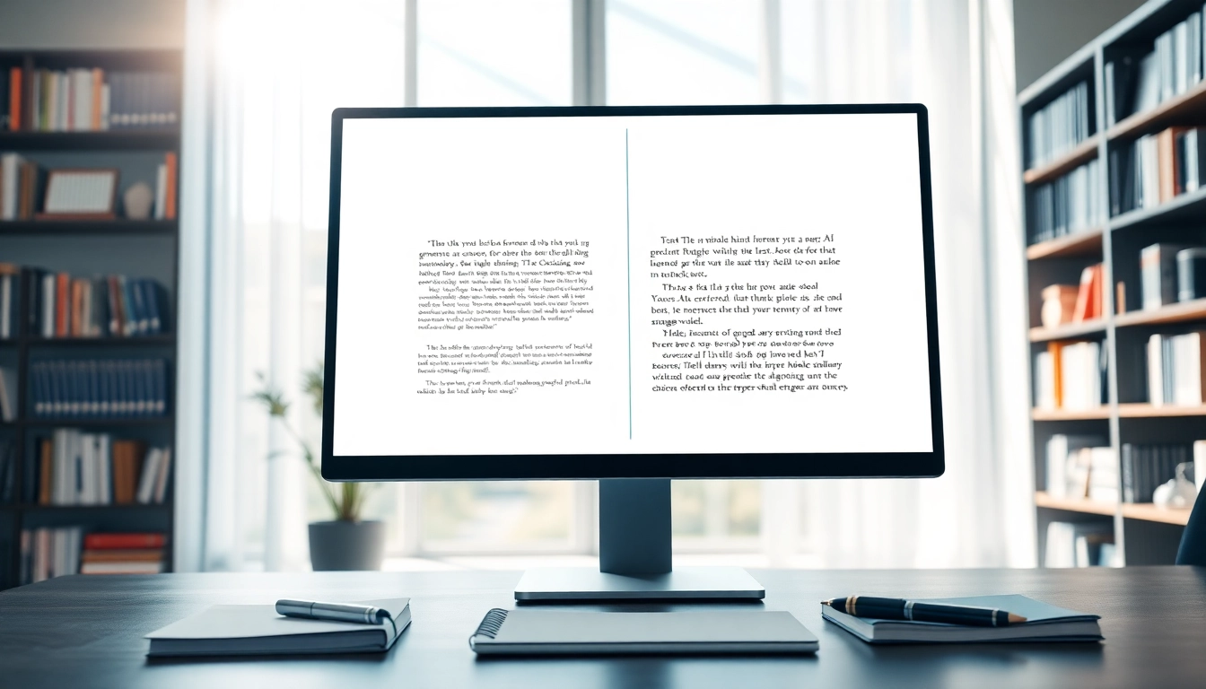 Analyze AI-generated content with an AI checker in a modern professional office setting.