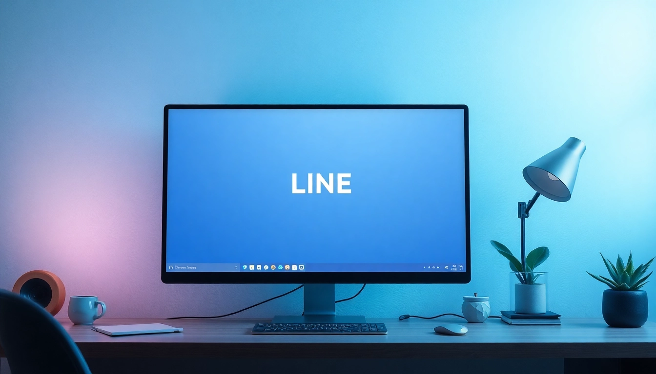 Download the LINE電腦版下載 on a stylish desktop setup showcasing productivity.
