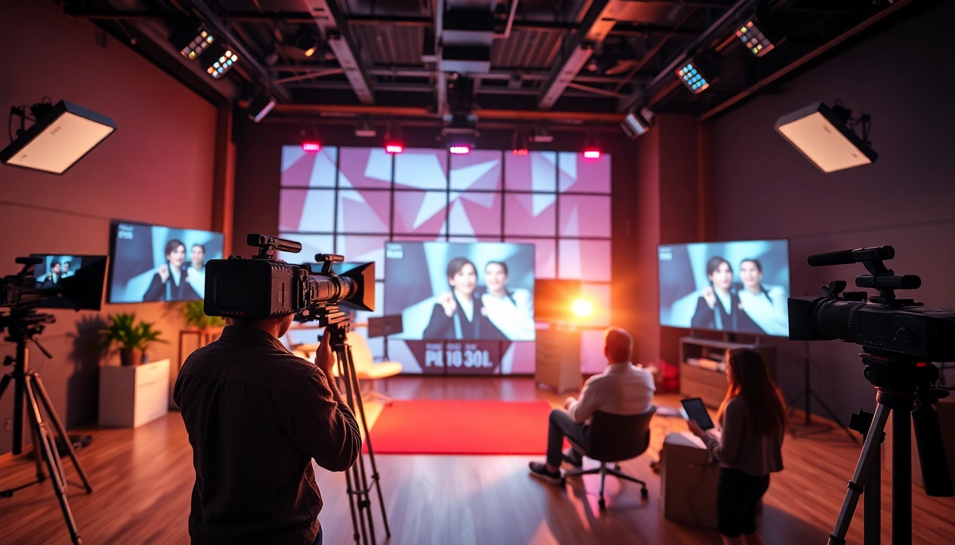Innovative 영상업체 showcasing collaborative video production processes with a vibrant atmosphere.