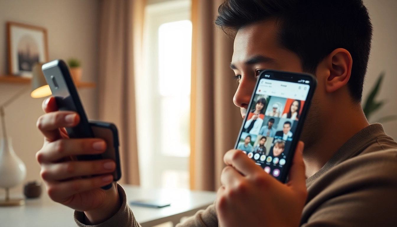 Engaged user exploring Instagram using an anonymous instagram story viewer on their smartphone.