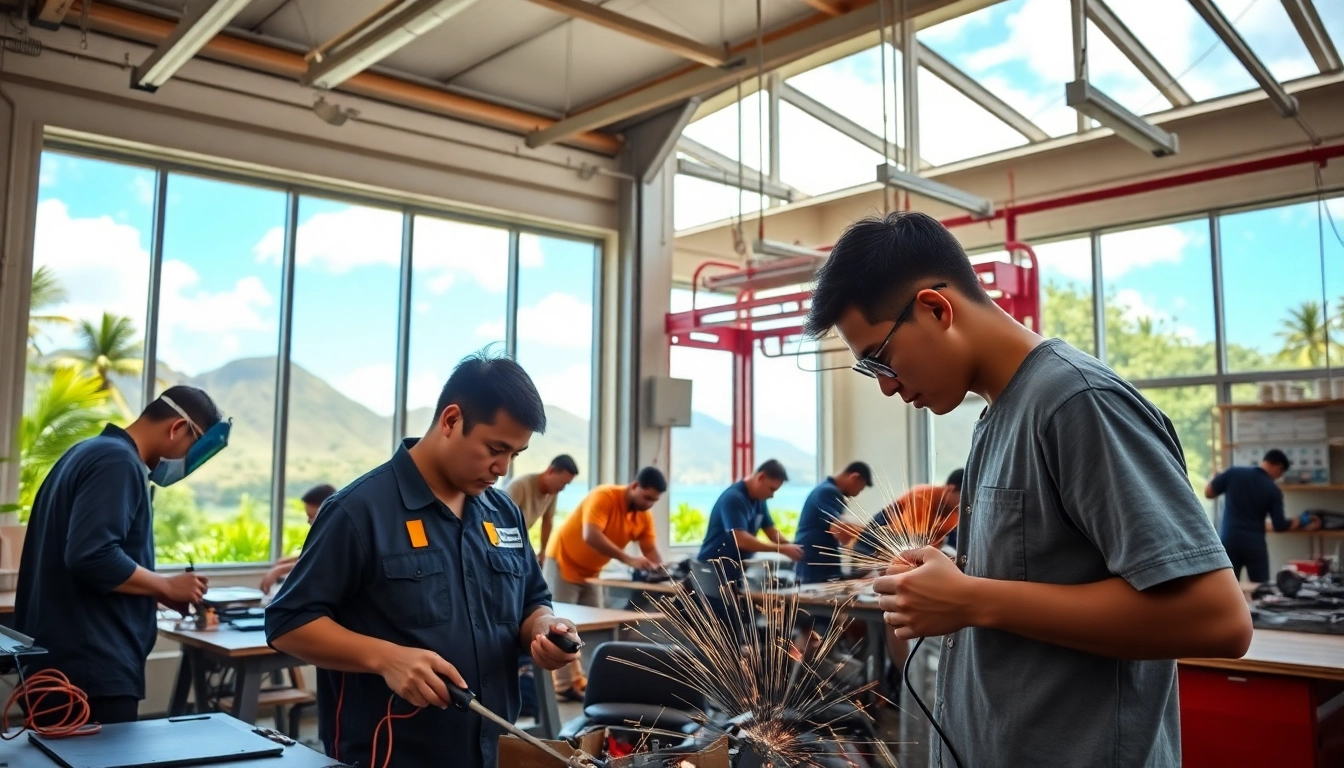 Students learning at trade schools in Hawaii, focusing on hands-on skills and training.