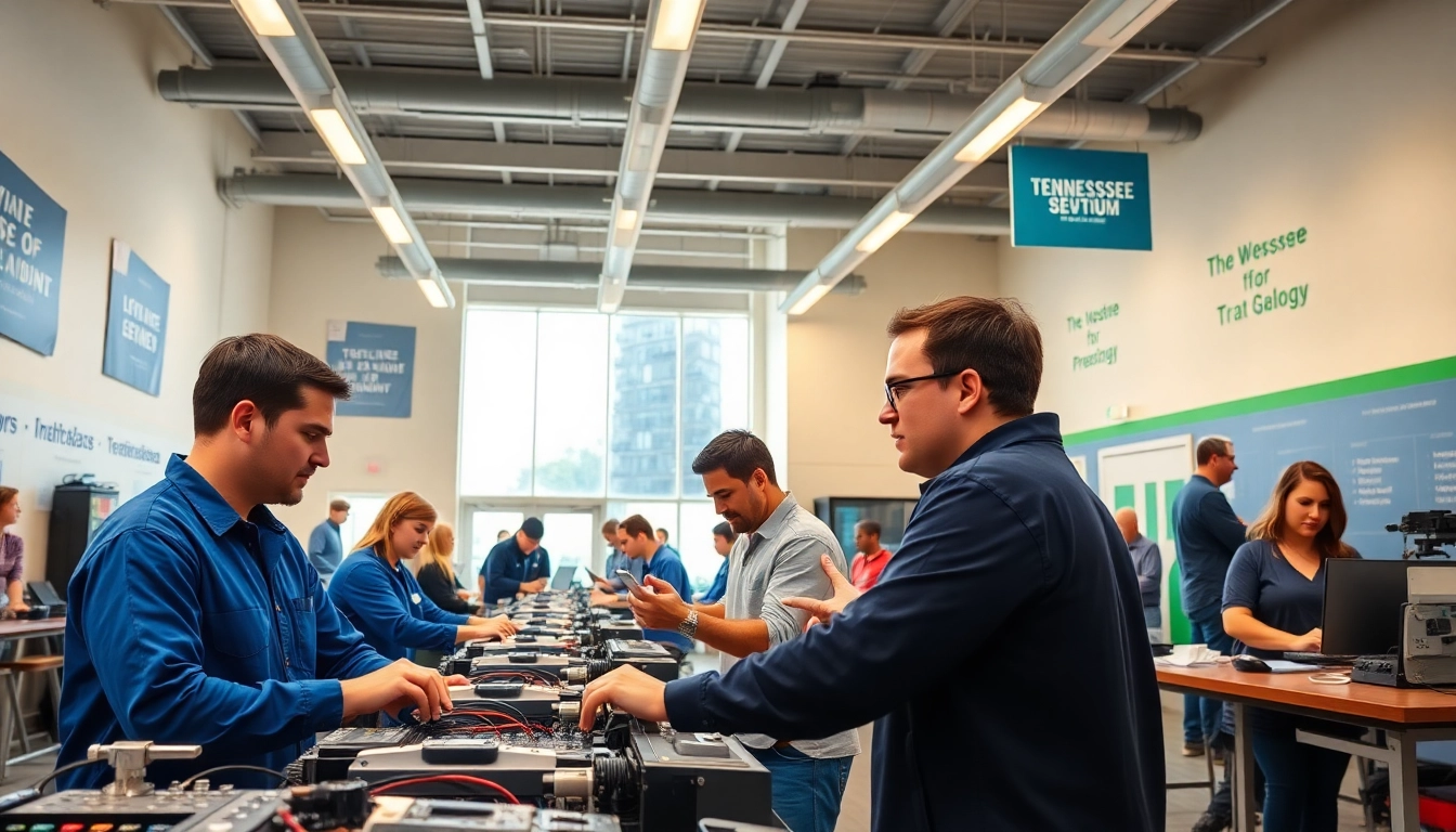 Hands-on training at a trade school Tennessee, showcasing engaged students and modern equipment.