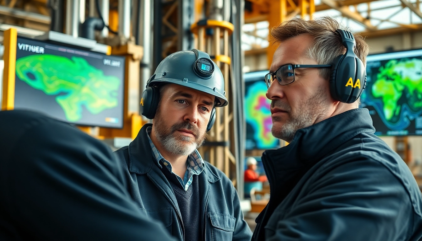 Engineers utilizing advanced technology for geosteering at www.geosteeringvision.com drilling site.