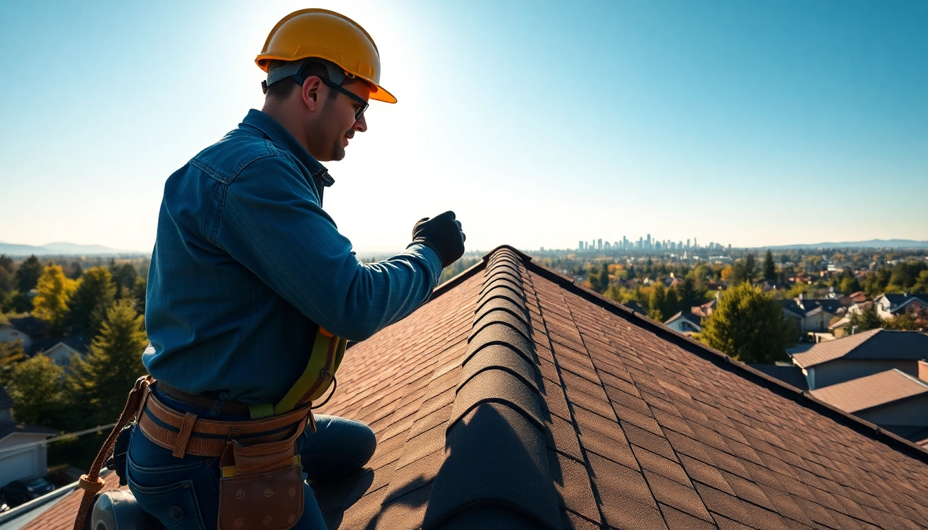 Roofer assessing a roof installation in Vancouver WA, showcasing quality from Roofing companies Vancouver Wa.