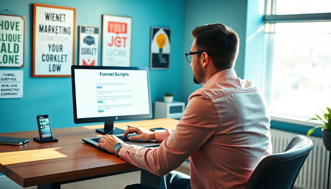 Learn how to use Funnel Scripts to write sales copy with a focused marketer at work.