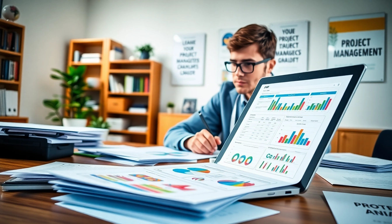 PMP application process demonstrated through a detailed project manager's workspace with application materials.