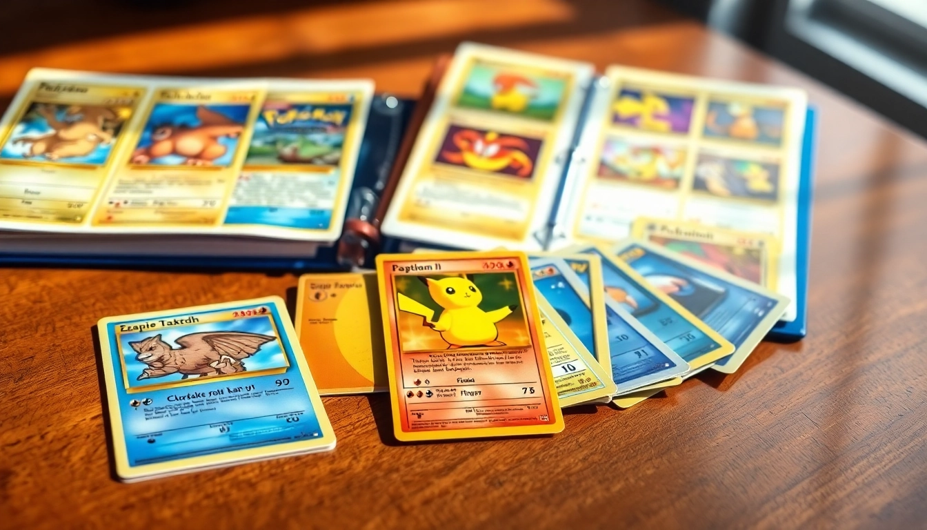 Showcasing real Pokemon cards in a vibrant collection featuring rare Charizard and Pikachu.