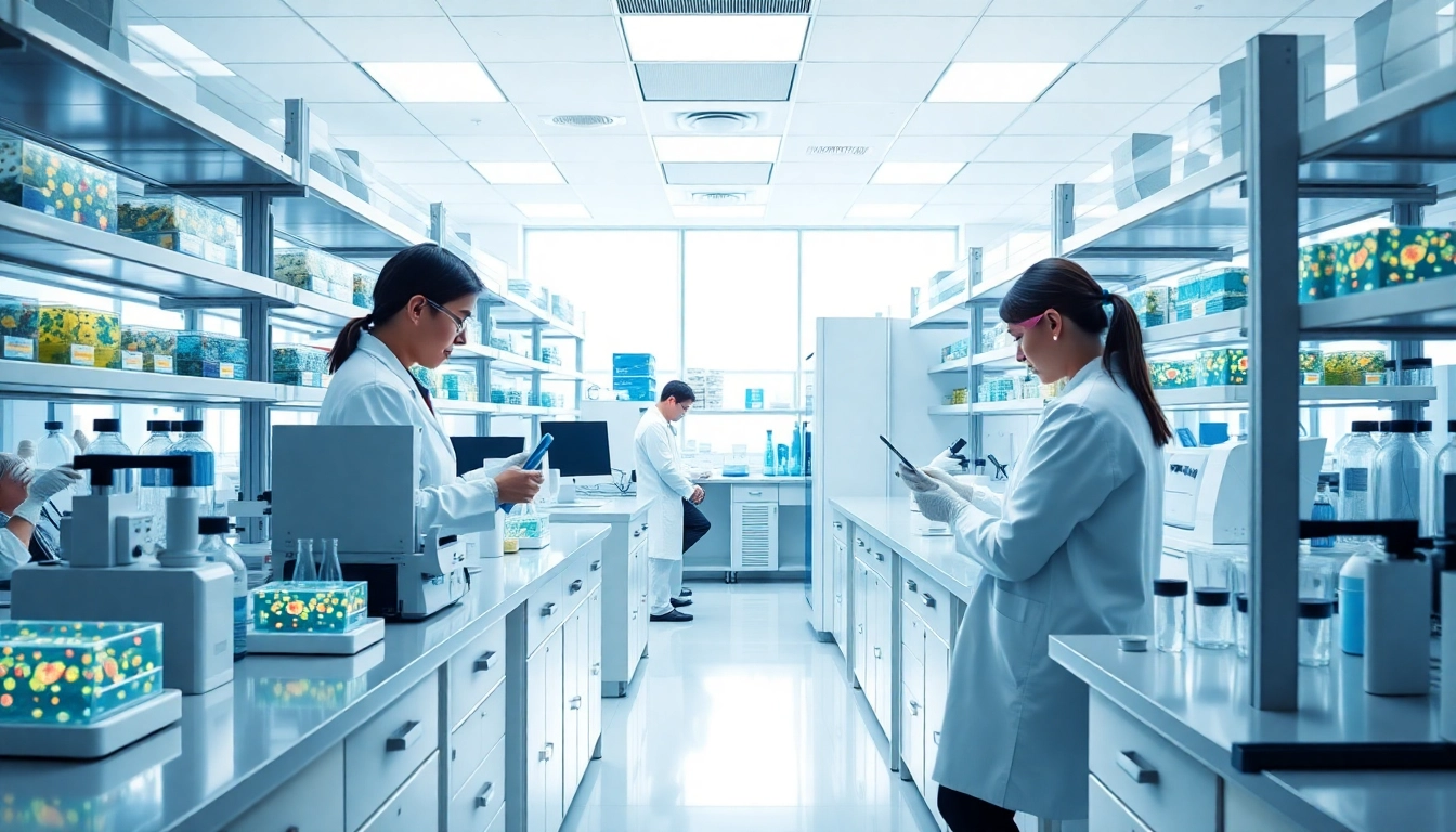 View scientists conducting all check procedures in a modern lab focusing on stem cell cultures.