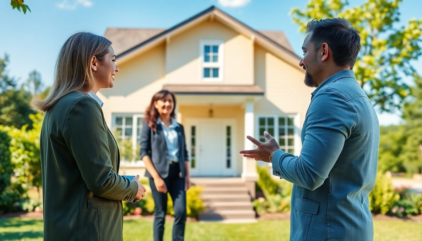 Consider buying a house with a real estate agent showcasing a beautiful property.