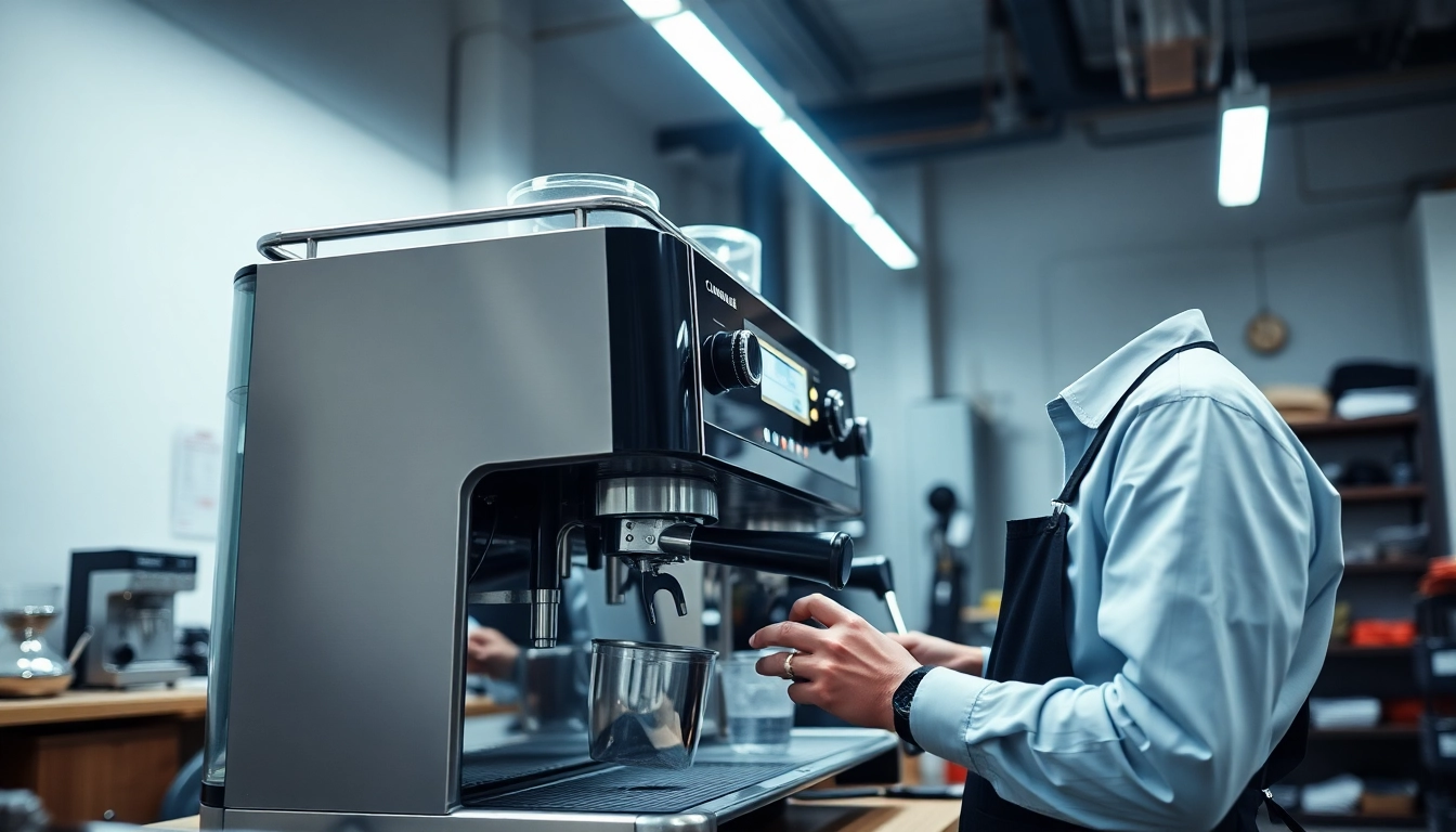 Cimbali teknik servis: Expert technician performing maintenance on a Cimbali espresso machine.
