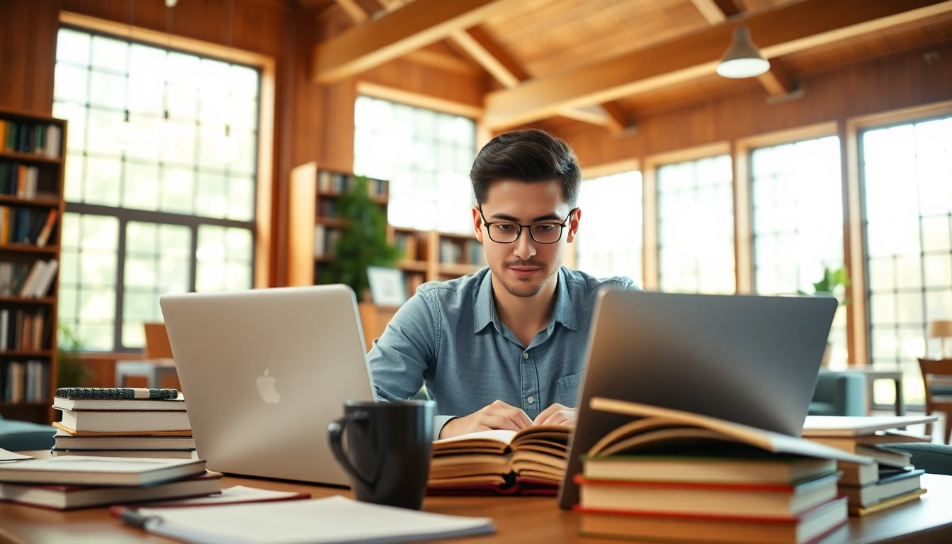 Engaged student studying student finance principles in a bright library environment.