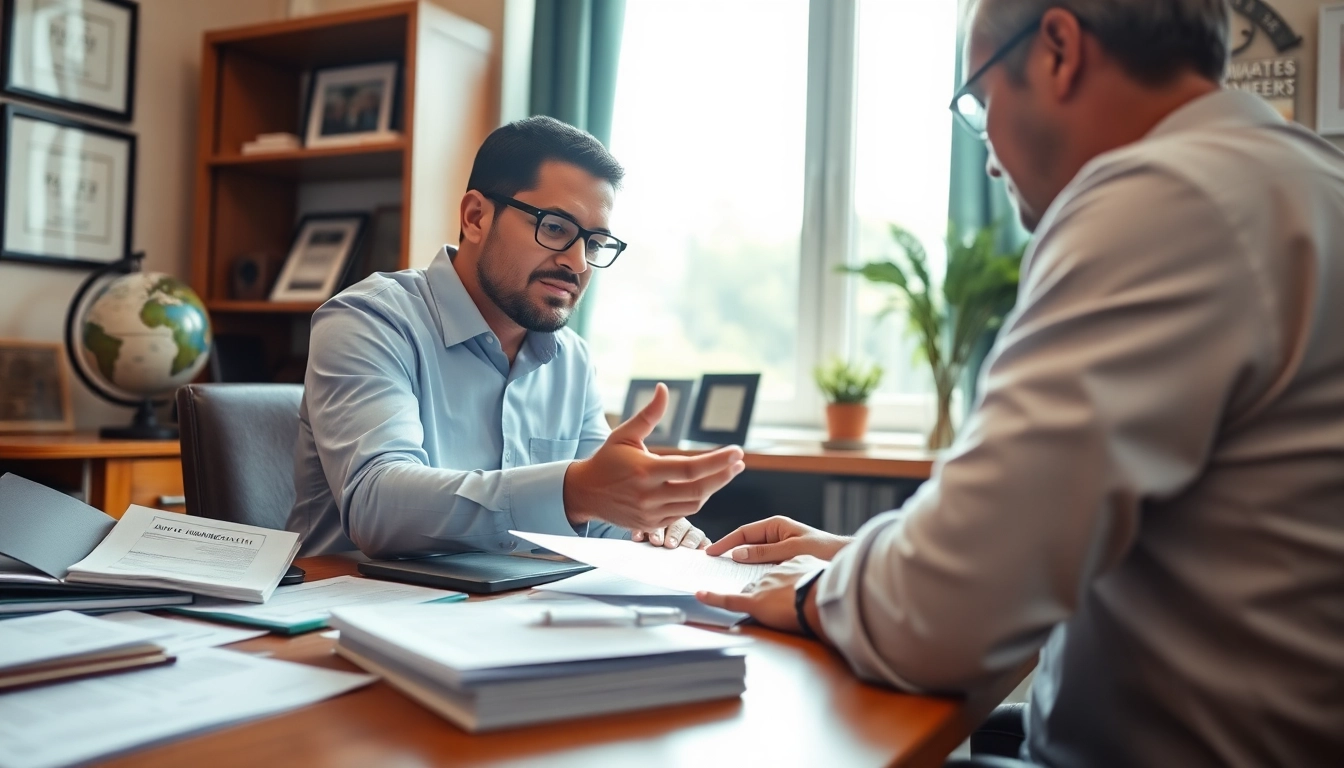 Engaging immigration agent near me assisting a client with immigration processes.