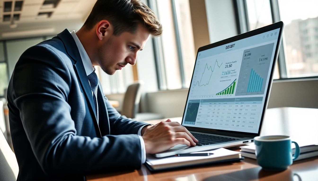 Utilizing an online debt calculator for debt management solutions in a professional setting.