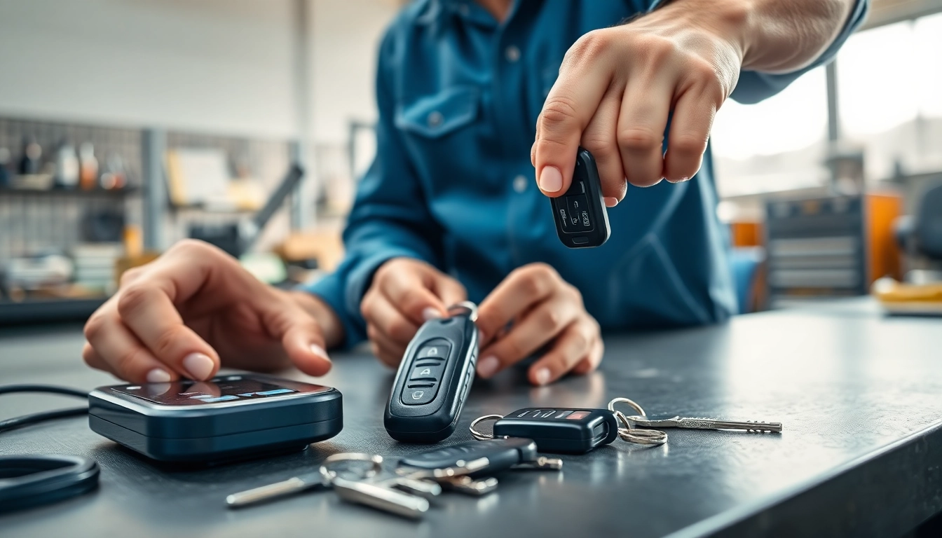 Crafting Replacement Car Keys by a professional locksmith in a modern workshop.