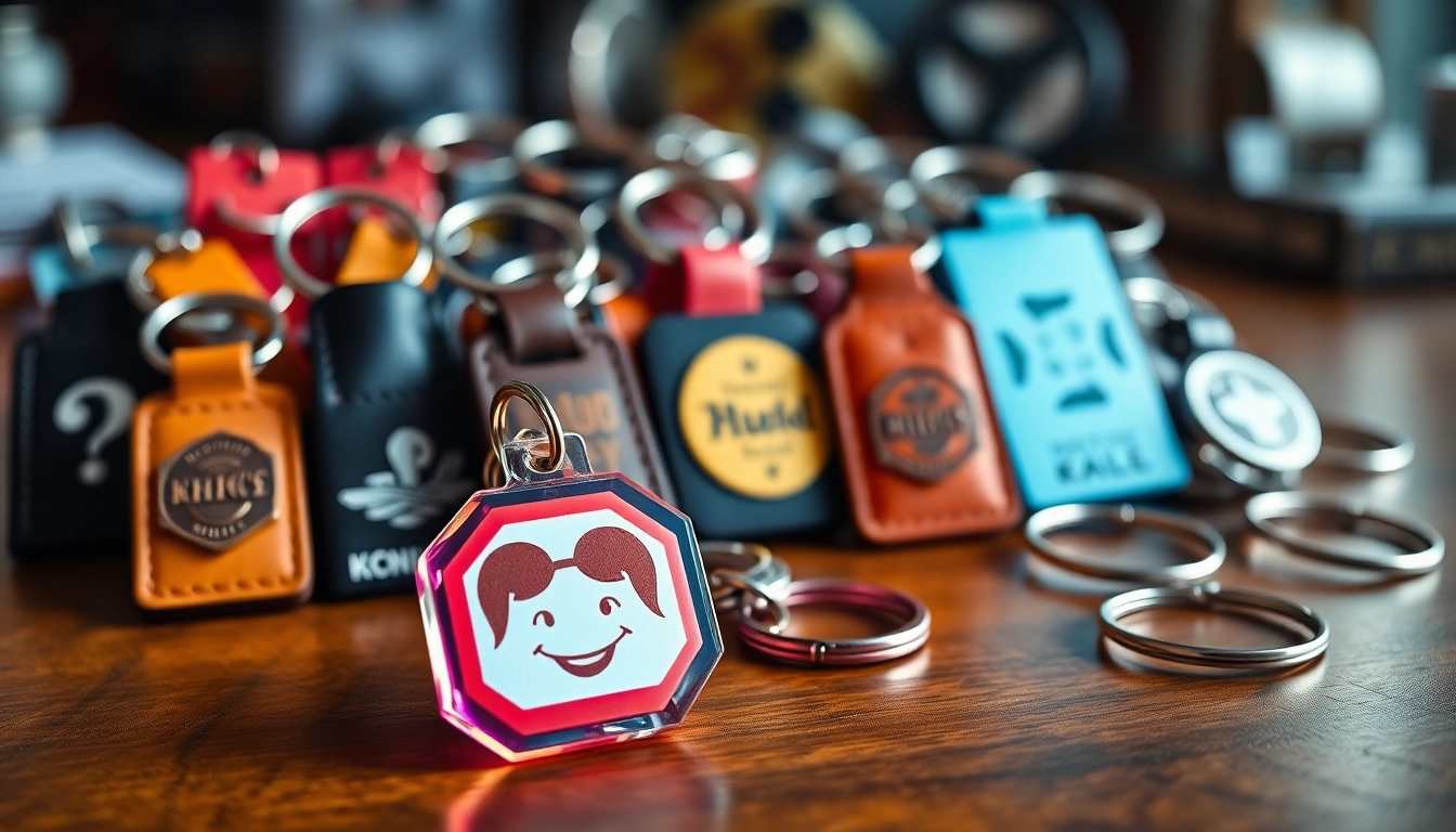 Create unique customized keychains showcasing vivid designs and different materials.