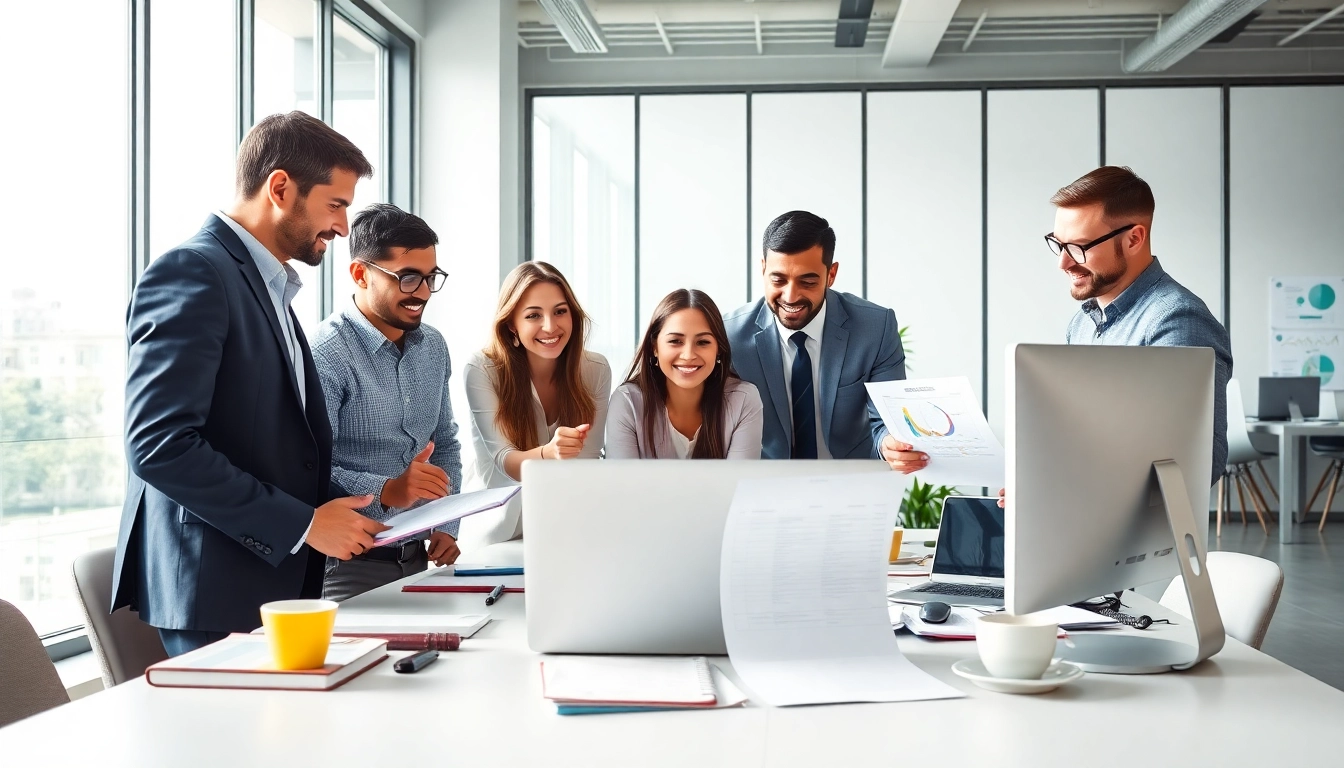 Engaging scene of professionals delivering local seo services with teamwork and strategy.
