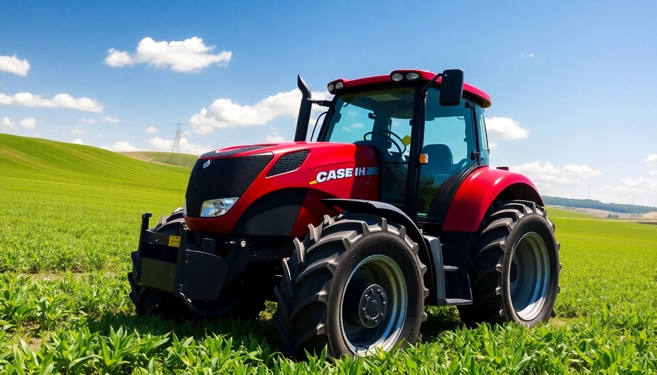 Effiziente Case-ih Traktor im sonnigen Agrarfeld mit lebendigen Farben.