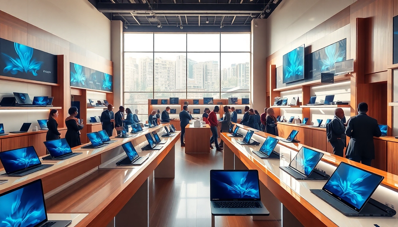 Browse Laptops Westlands Nairobi in a vibrant store atmosphere with various models displayed.