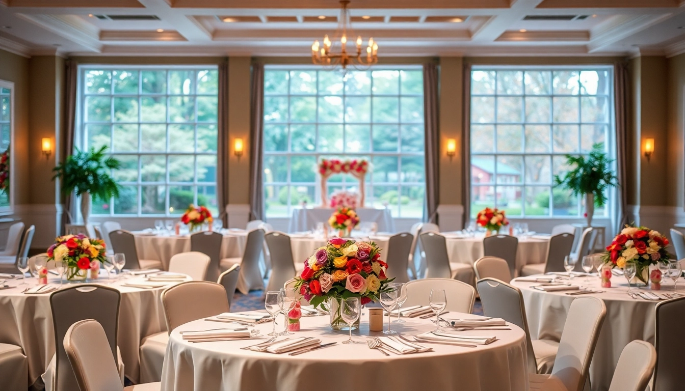Host an event in a stunning Trenton event center featuring elegant decor and natural lighting.