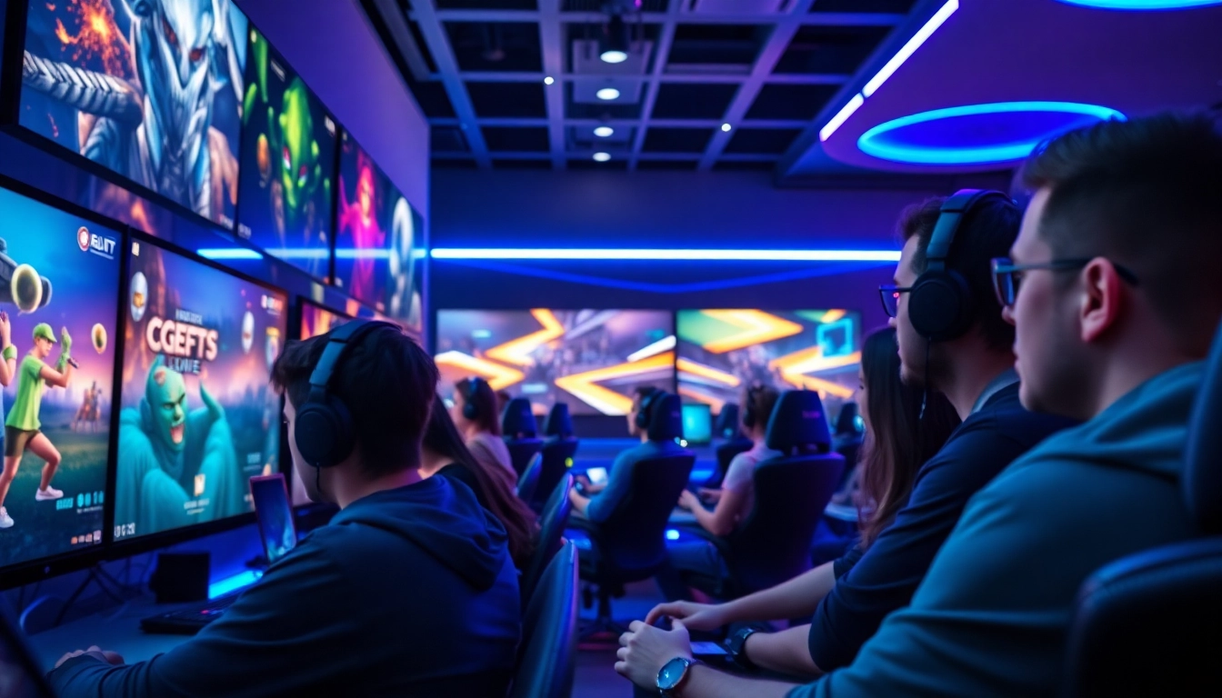 메이저사이트에서의 e-gaming 체험을 집중하는 플레이어들과 현대적인 환경을 담은 이미지