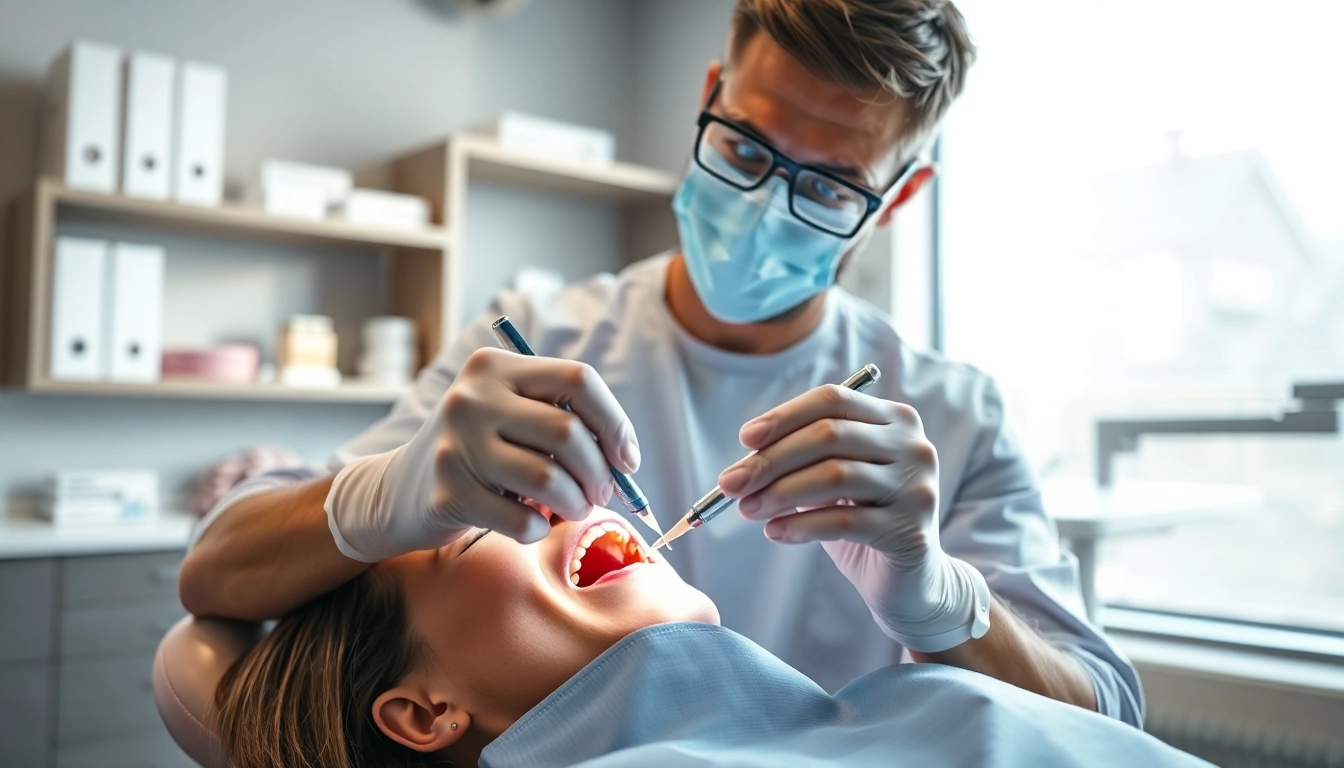 Applying fillings and restorative work by a dentist in a calming clinic setting.