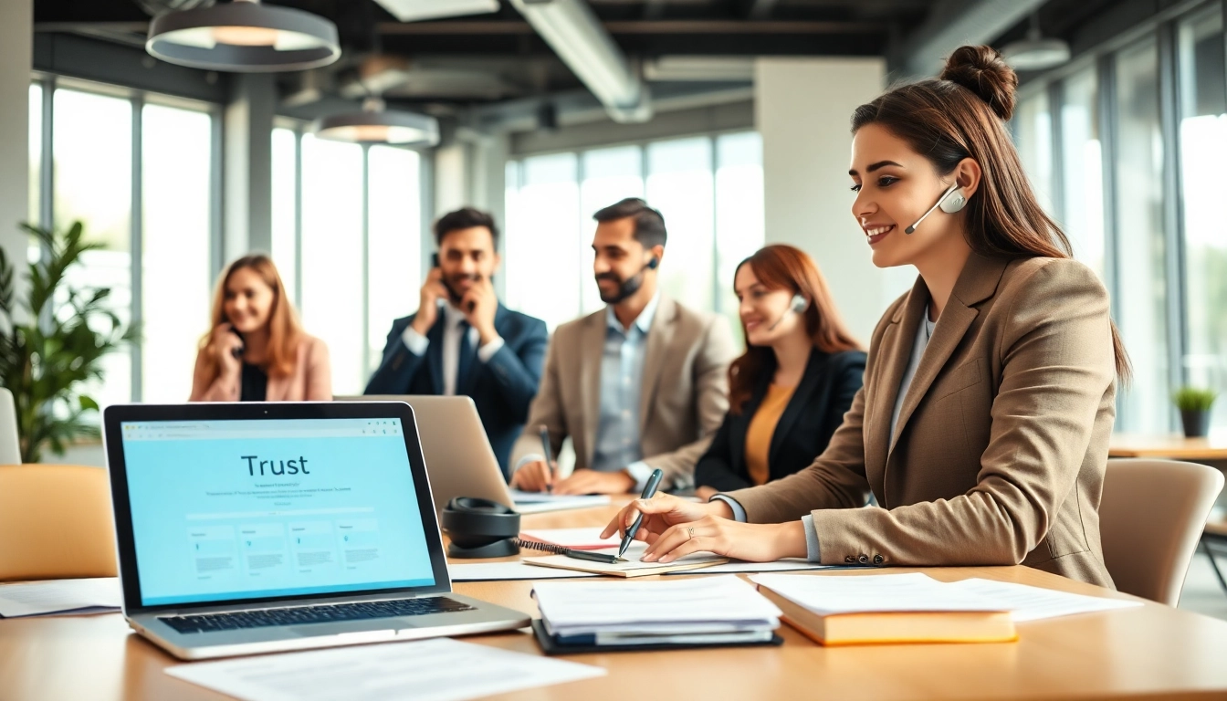 Provide efficient Legal Intake Services with a professional team managing client calls in a modern office.