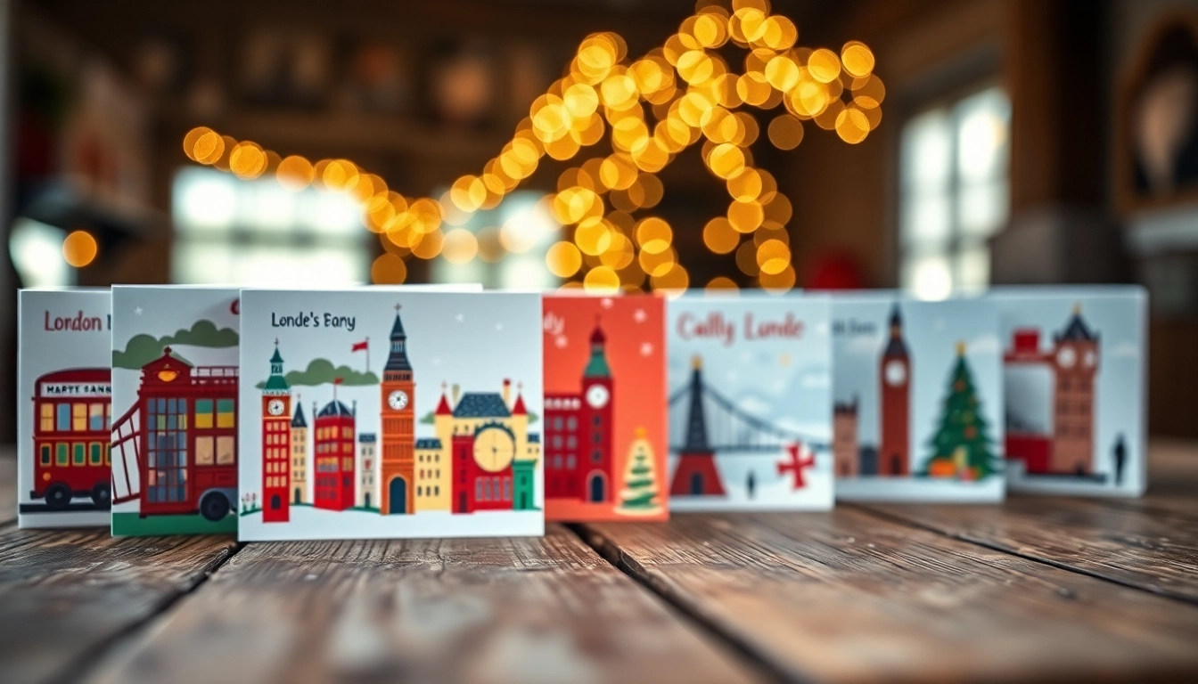 Browse vibrant Xmas cards London featuring iconic landmarks and festive designs.