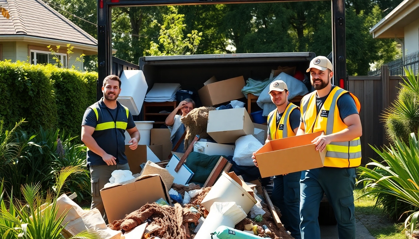 Efficient junk removal florida team clearing debris for a clean and organized backyard.