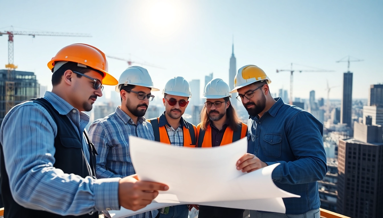 Skilled Manhattan Commercial General Contractor team collaborating on a high-rise project.