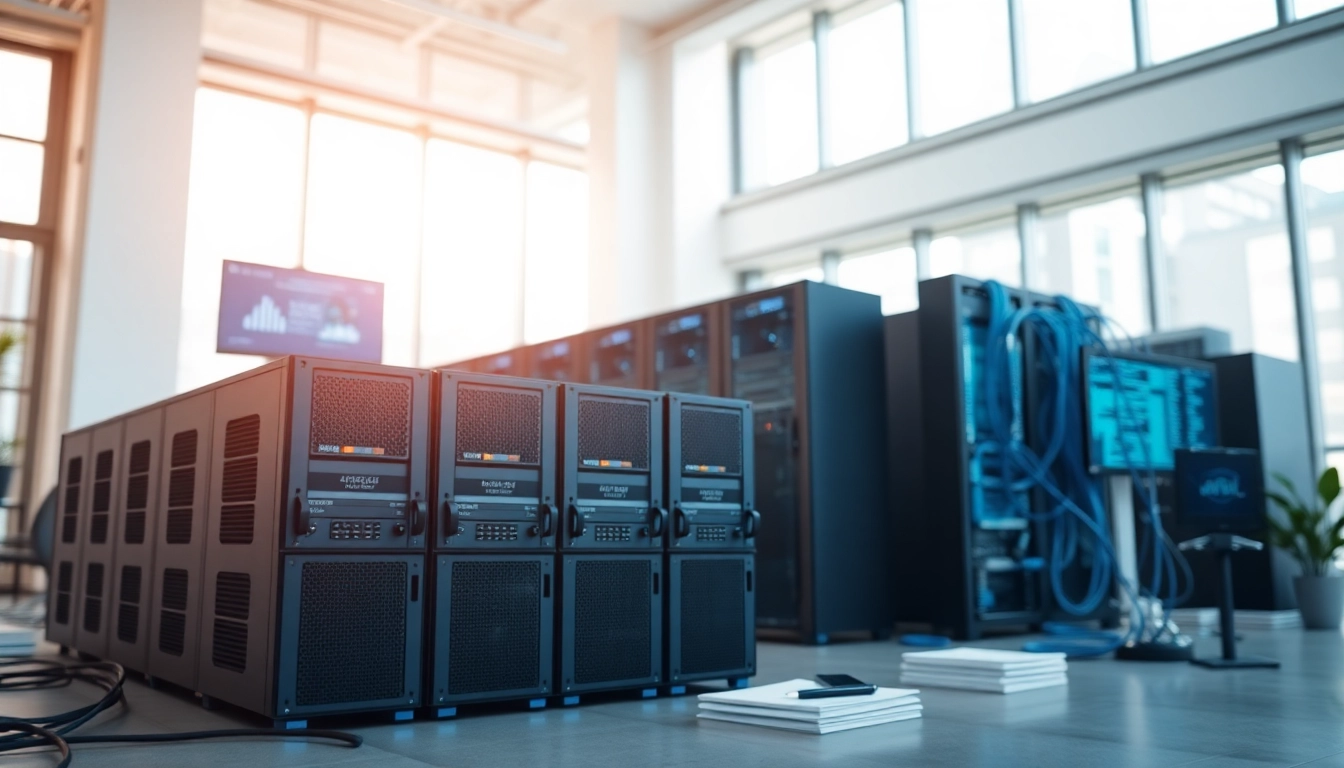 Server kaufen in modernem Büro mit modernen Servern und Technik-Accessoires