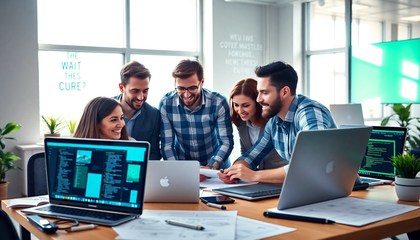 kansas city web developers brainstorming ideas in a modern office environment