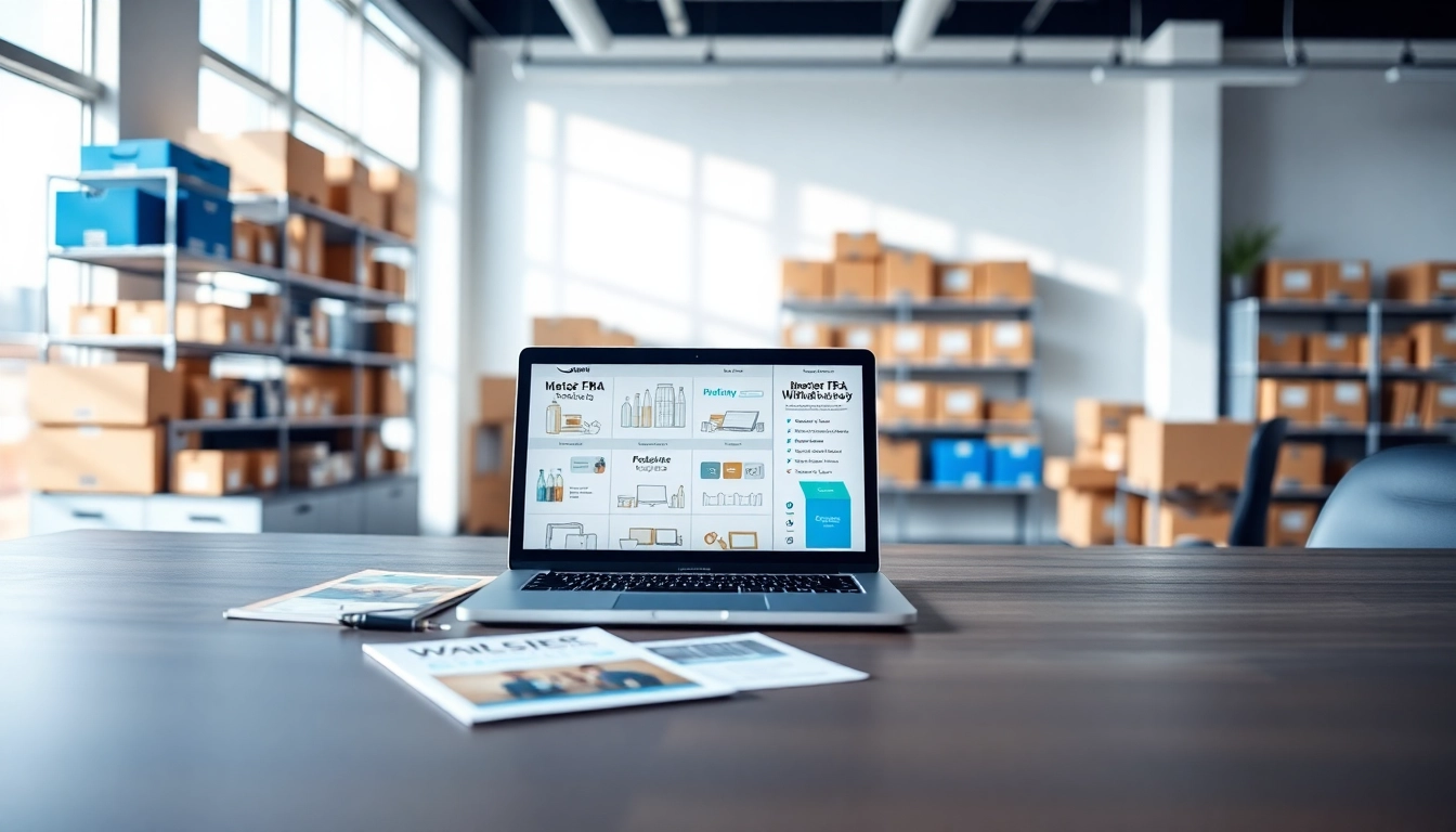 Organized Amazon FBA wholesale workspace showcasing products and inventory management.