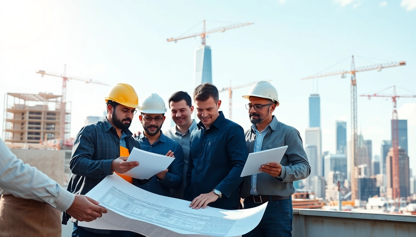 Manhattan Commercial General Contractor guiding a diverse team on a busy construction site.