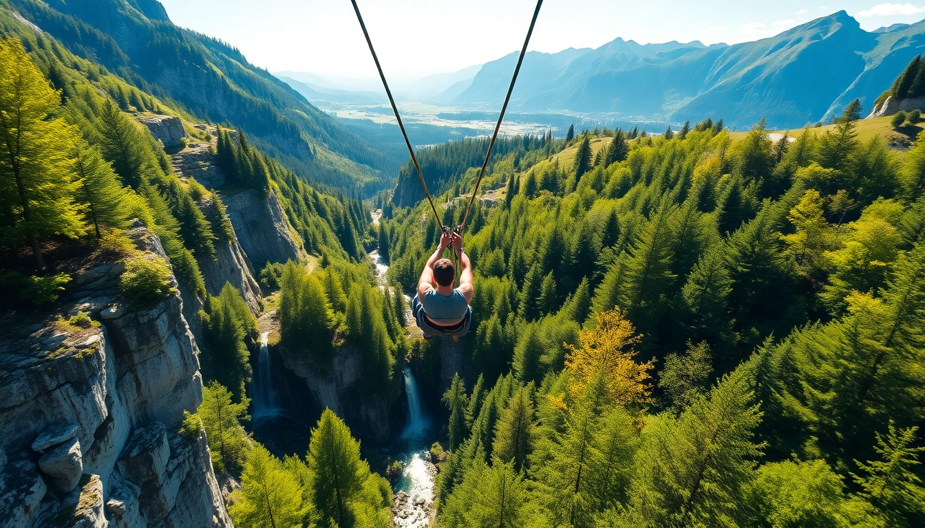 Pustolovski trenutek na Bovec zipline nad slikovito Učja dolino.