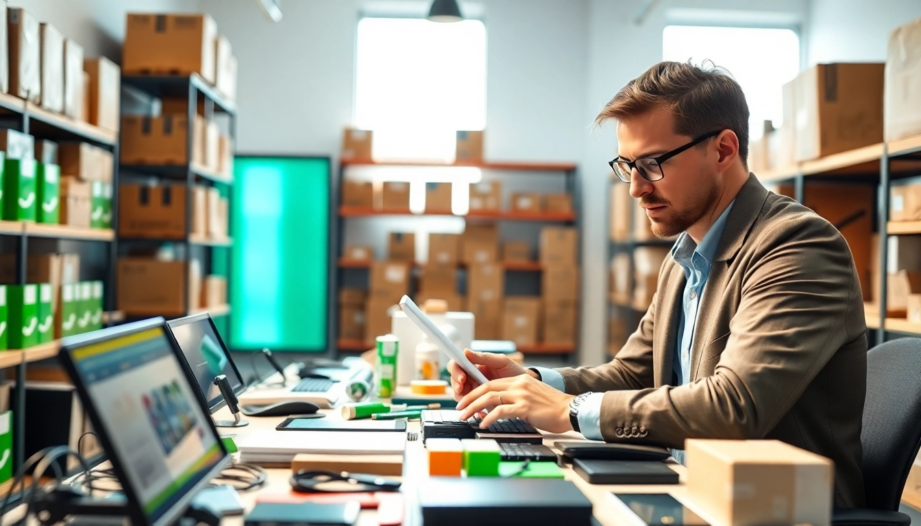 Evaluate amazon wholesale products in a professional office setting, showcasing diverse inventory.