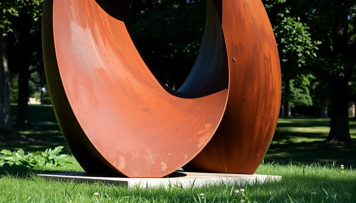 Acier corten sculpture captivates attention with its rusted texture and artistic curves.