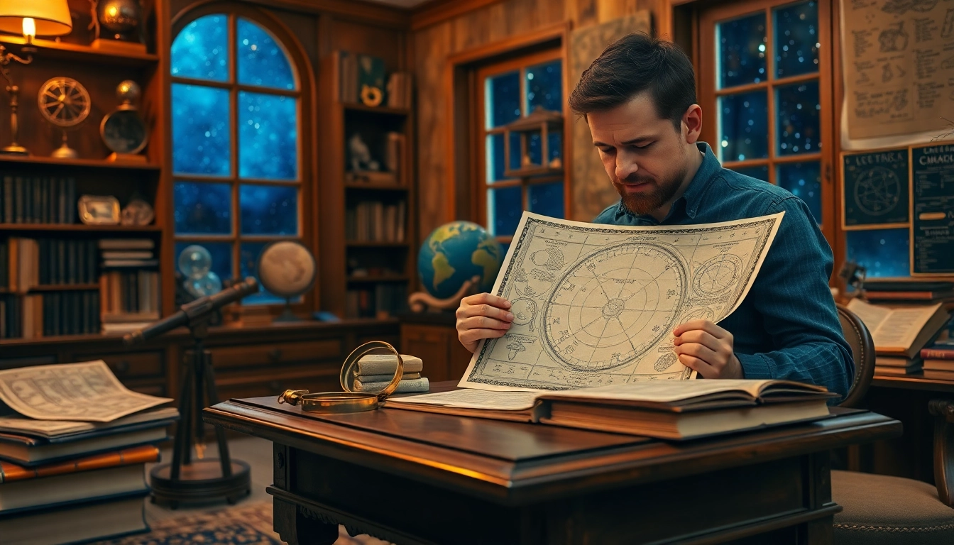 Erhalten Sie personalisierte Horoskope durch eine astrologische Analyse am Schreibtisch.