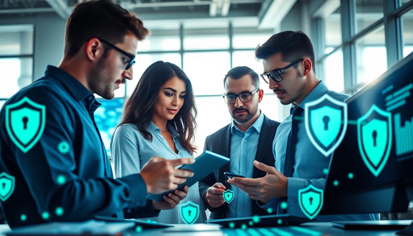 Cyber security fredericksburg team analyzing data in a modern office space.