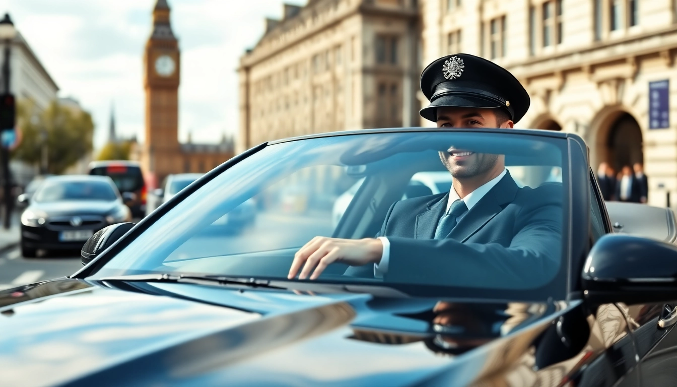 Elegant chauffeur service london offering a luxury ride through iconic London streets.