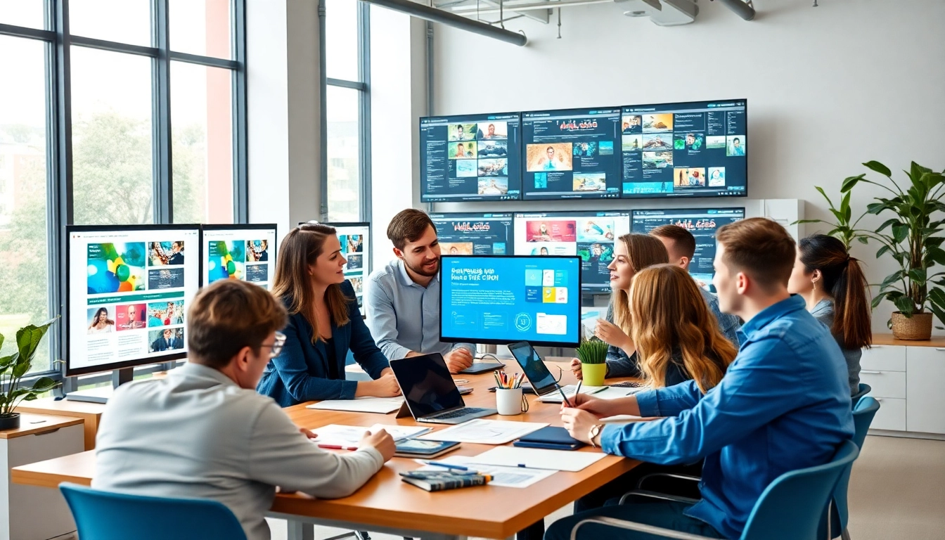 Engaging team of a kansas city web design company collaborating on innovative digital designs.